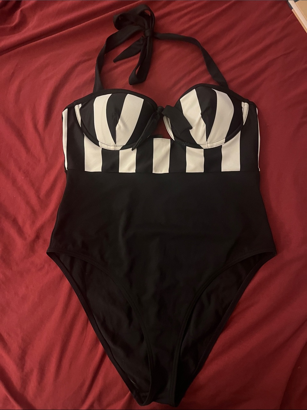 Killstar Black & White Striped One-piece